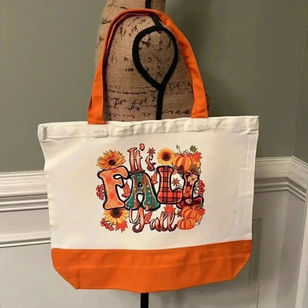 “It’s Fall Y’all” / Fall Canvas Tote Bag - Fall/Autumn Design